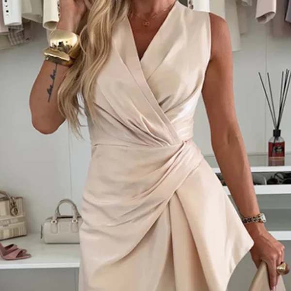 June Ruched V Neck Midi Dress main image 0