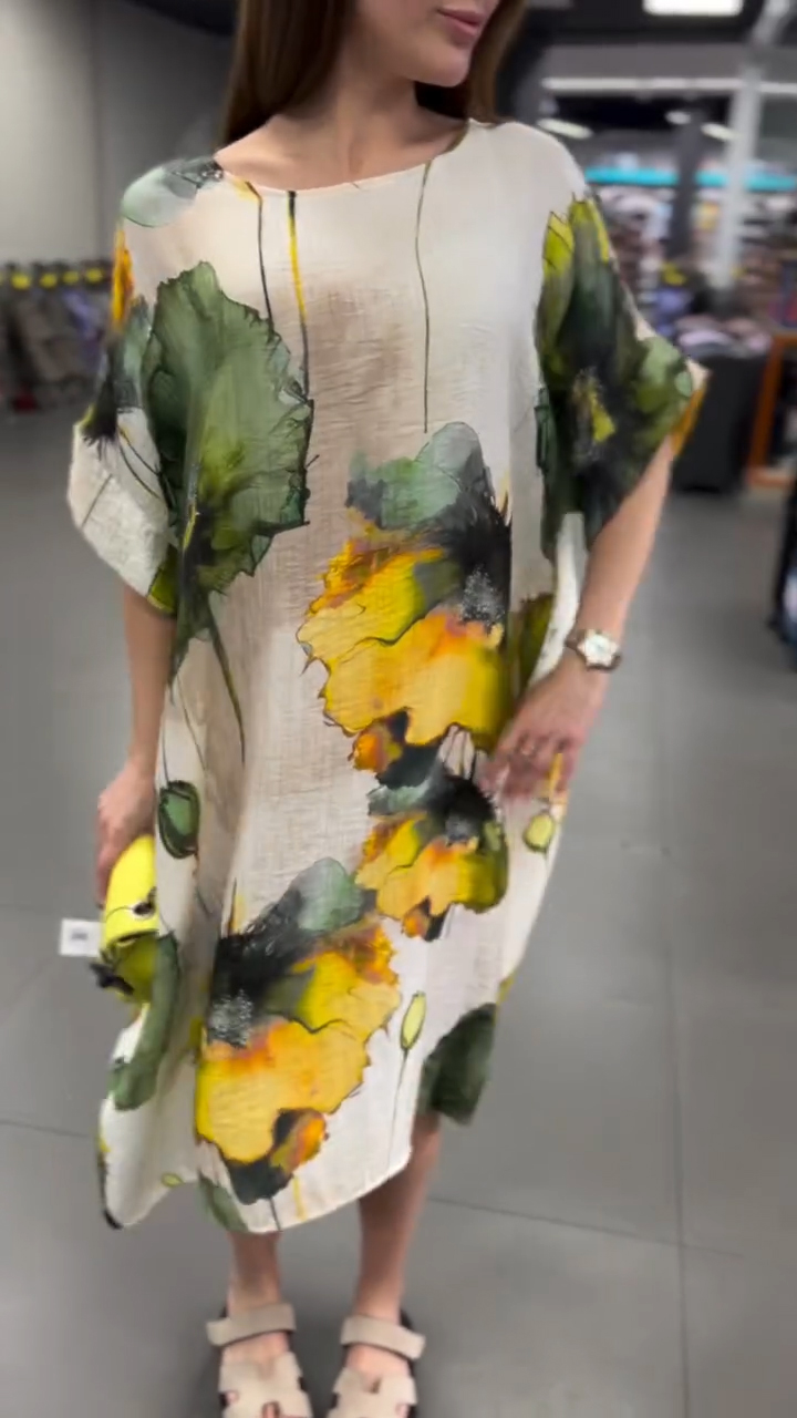 Women's Round Neck Printed Casual Dress