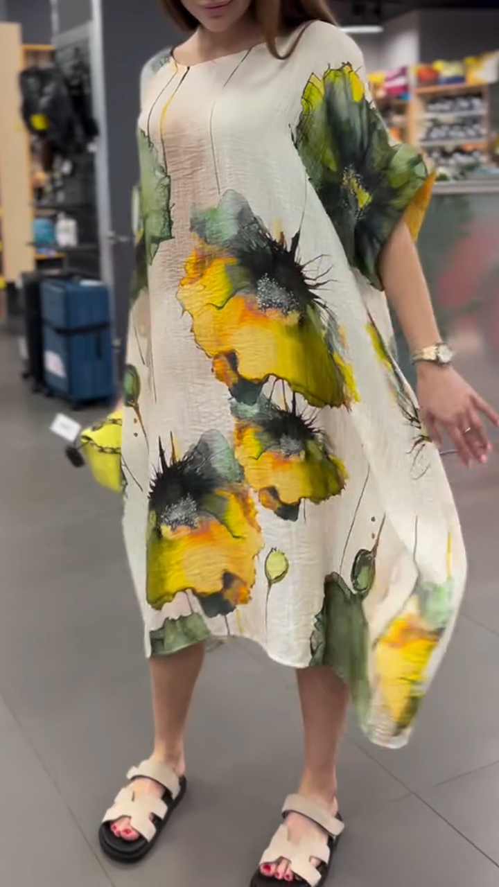 Women's Round Neck Printed Casual Dress