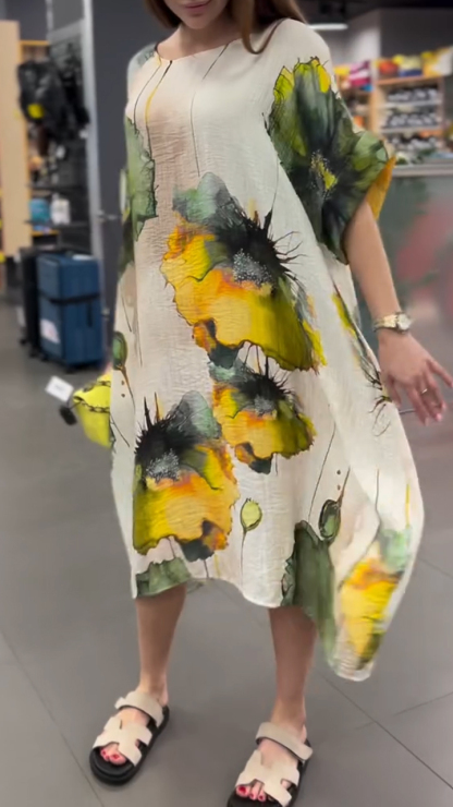 Women's Round Neck Printed Casual Dress