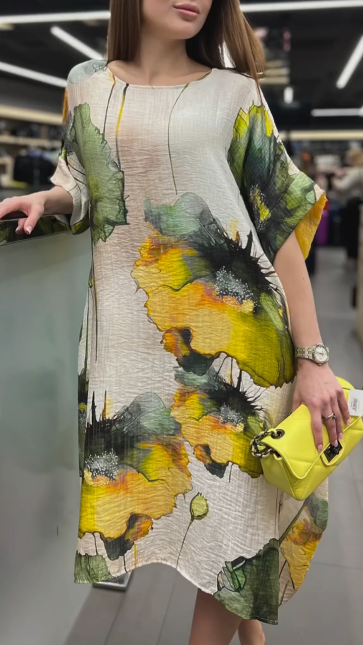 Women's Round Neck Printed Casual Dress