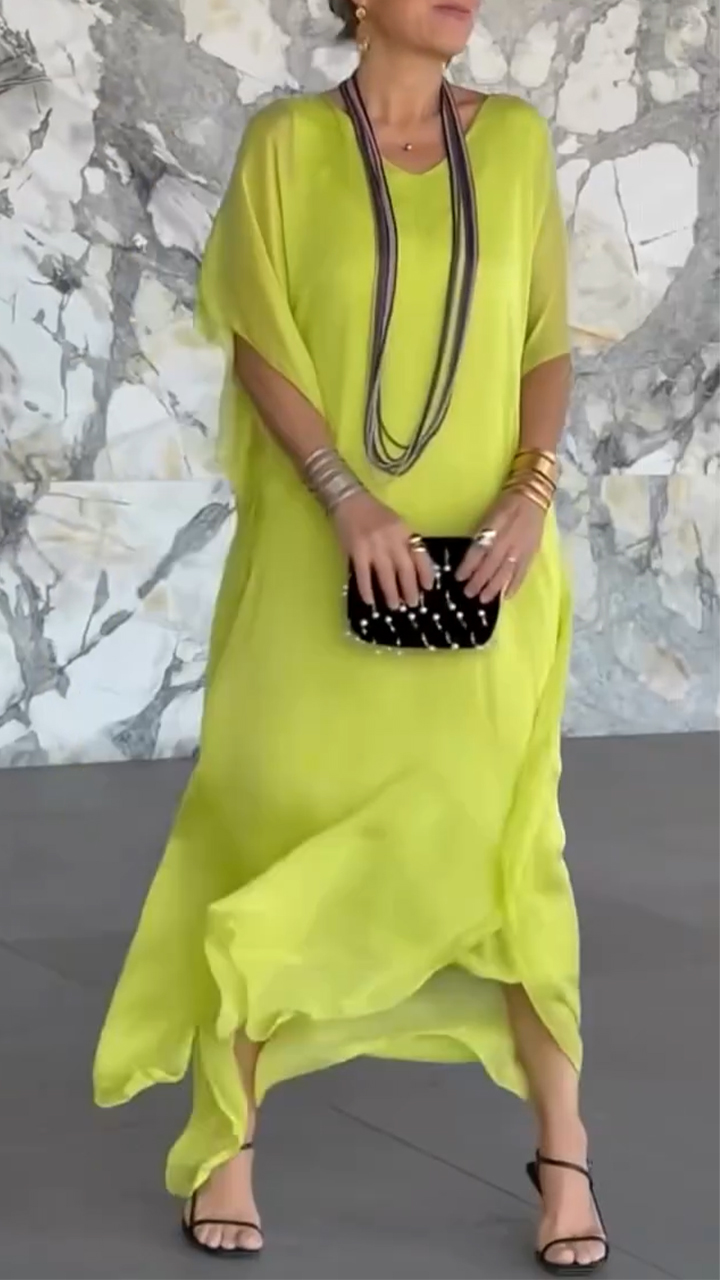 Women's V-neck Fake Two-piece Loose Casual Dress