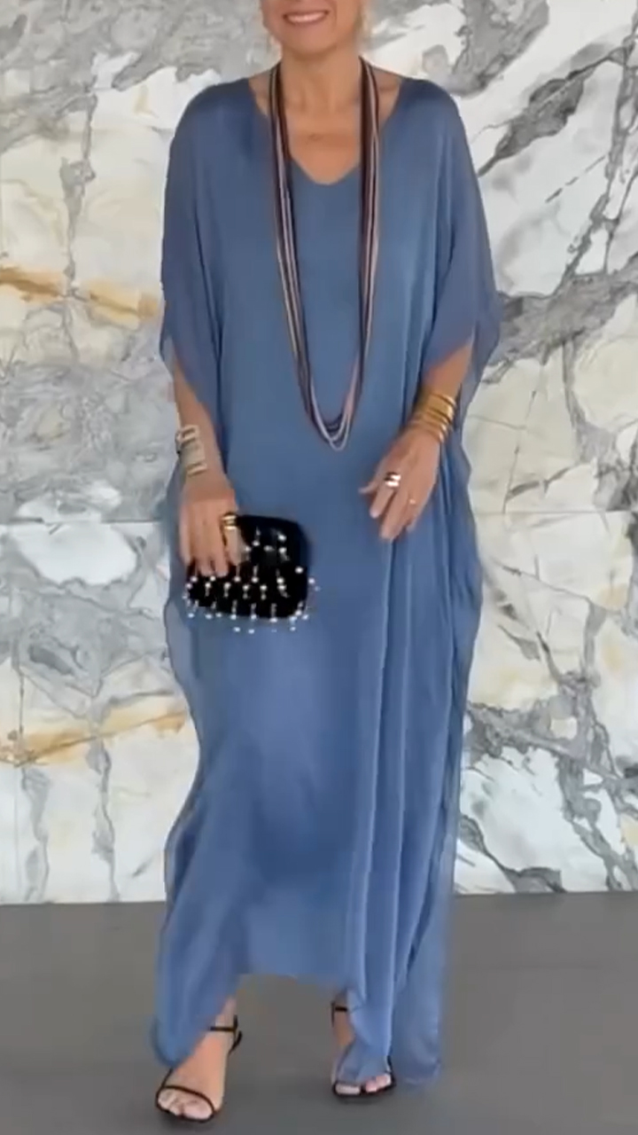 Women's V-neck Fake Two-piece Loose Casual Dress