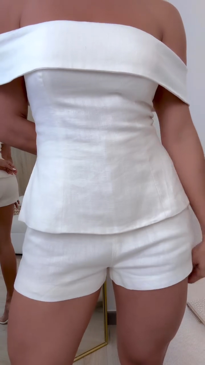 Women's One-shoulder Top + Shorts Elegant Suit