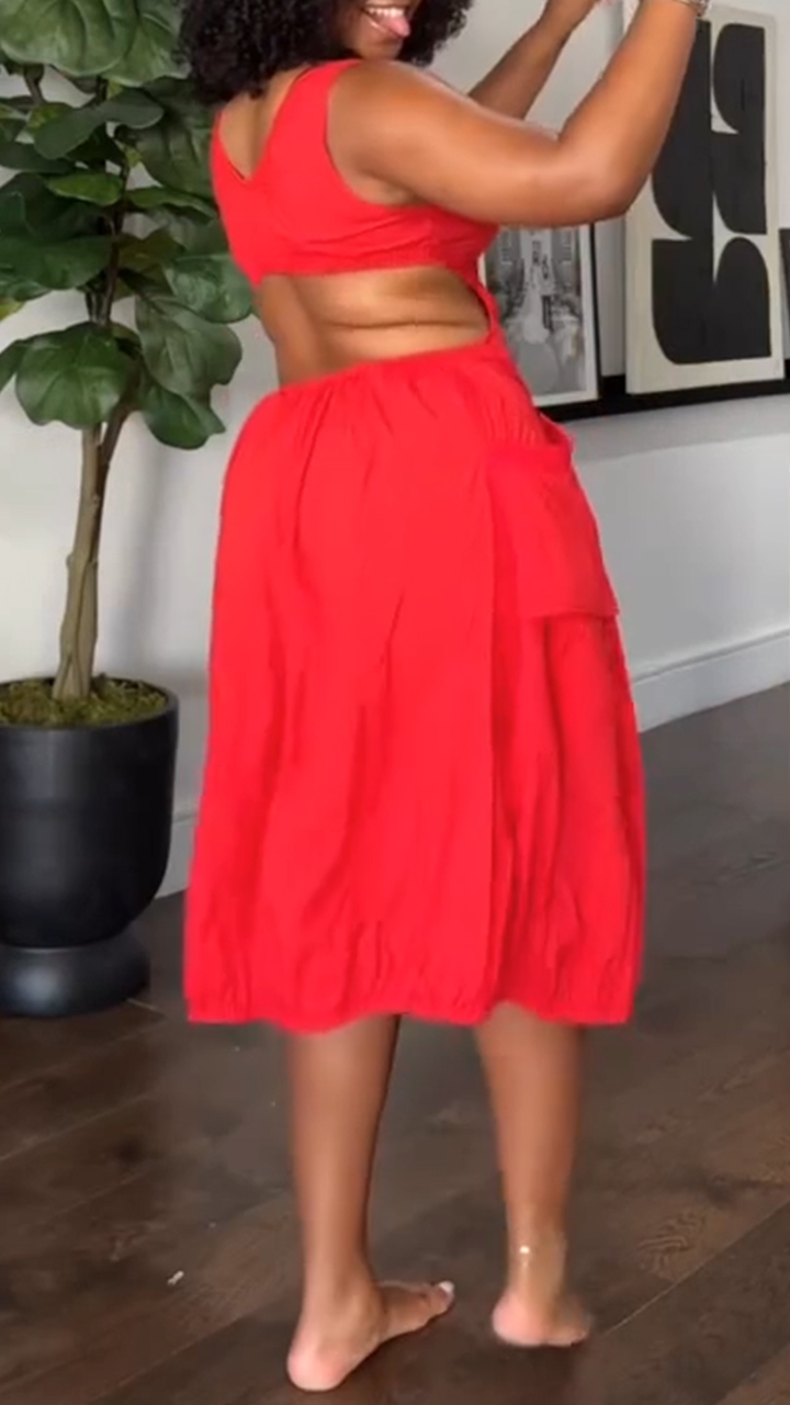 Ladies' Square Collar Sling, Loose and Casual Dress