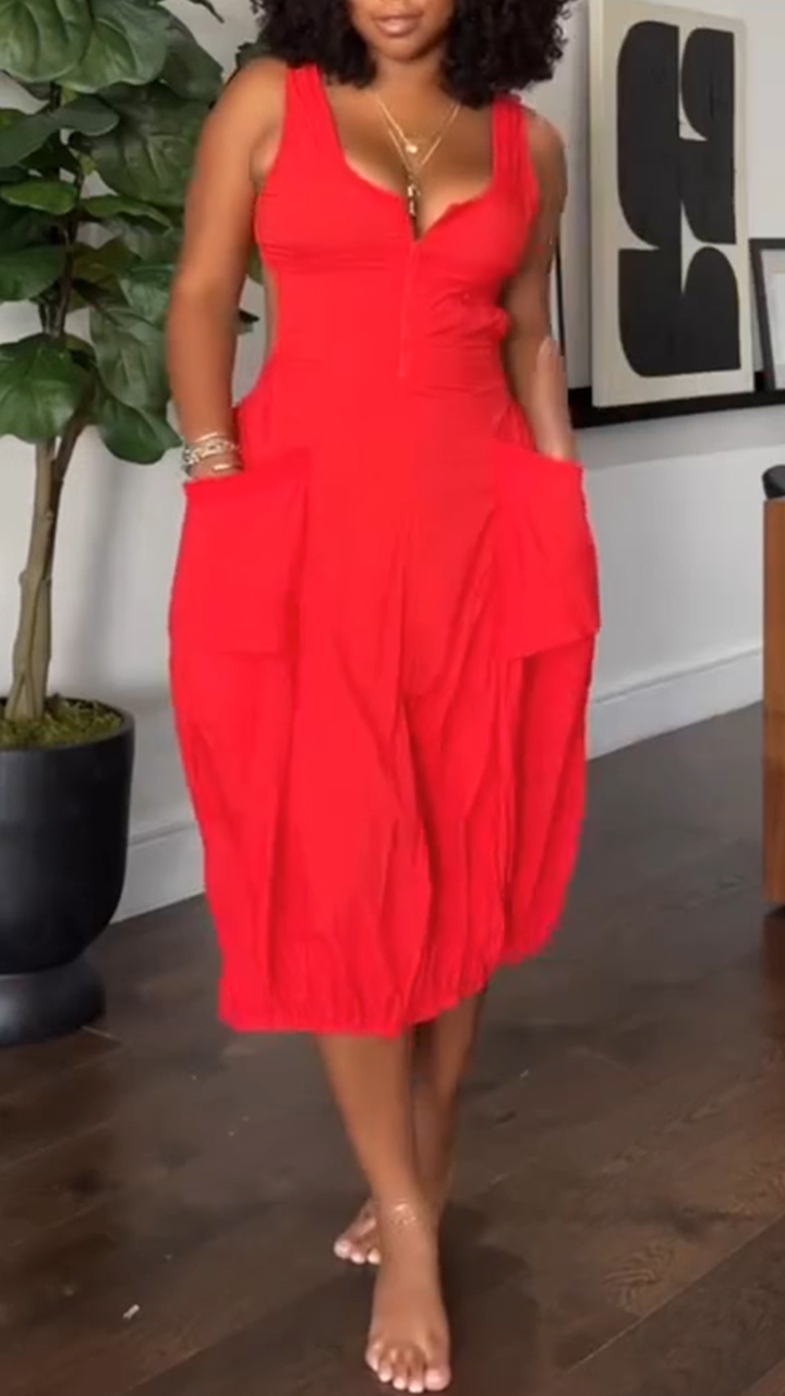 Ladies' Square Collar Sling, Loose and Casual Dress