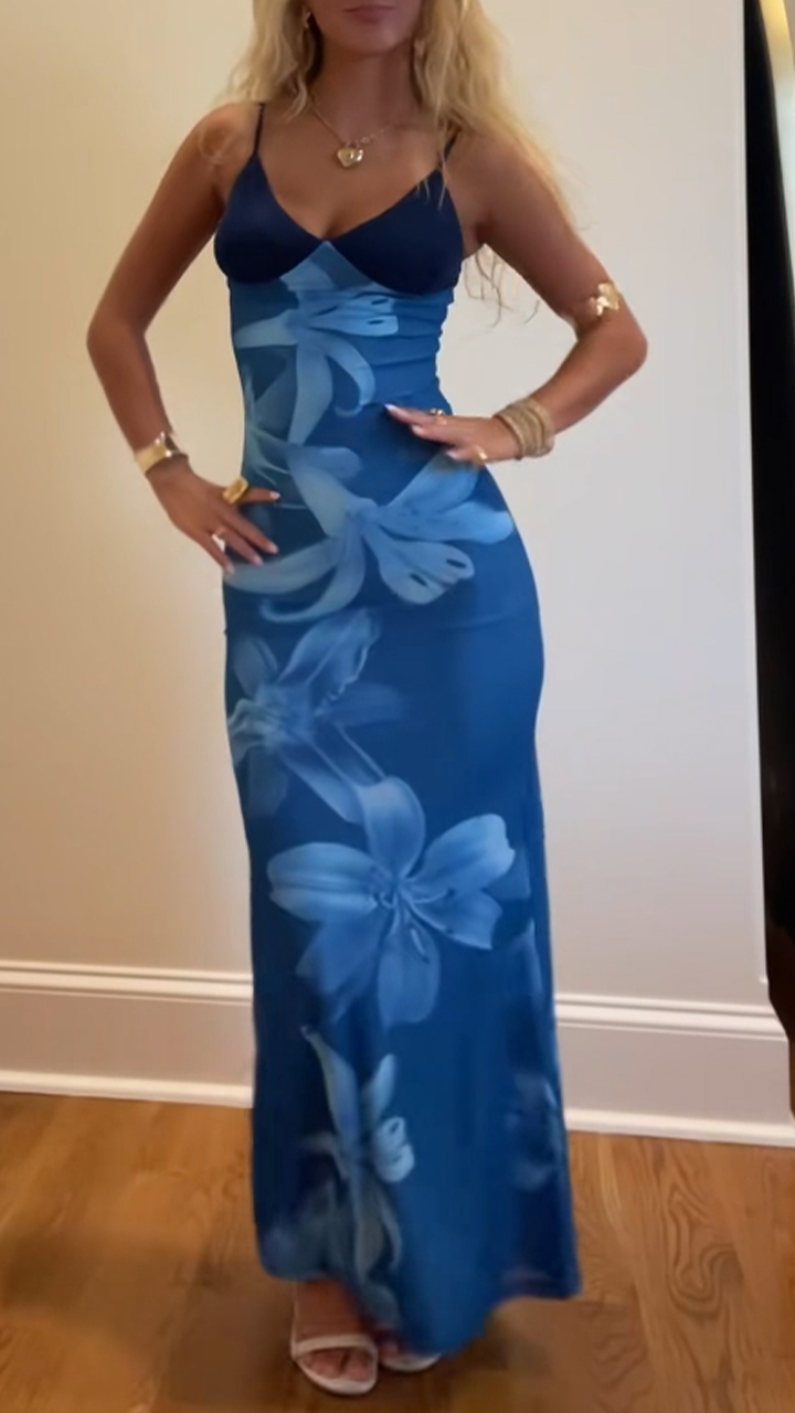 Ladies' Camisole Print Slim Fit Casual Dress