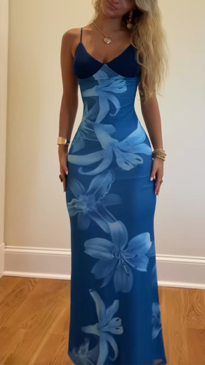 Ladies' Camisole Print Slim Fit Casual Dress