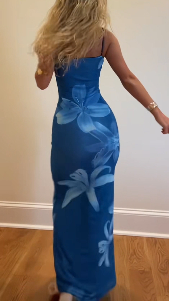 Ladies' Camisole Print Slim Fit Casual Dress