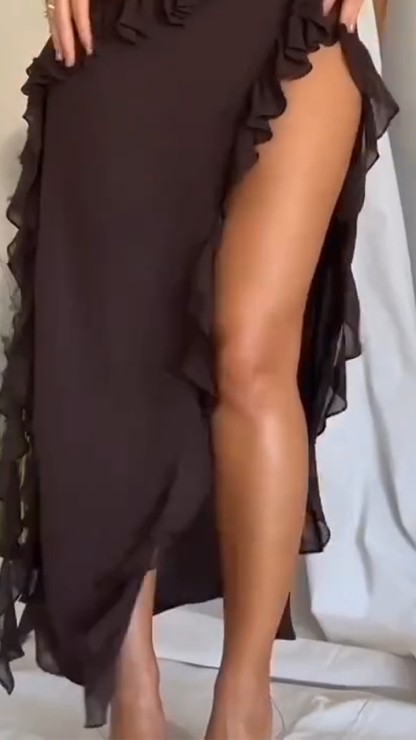 Ladies' Camisole with Irregular Stitching Lace and Slit for Casual Wear Dress