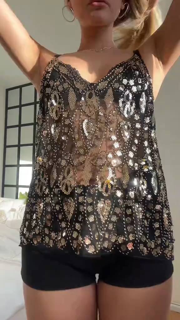 Ladies' Suspender Sequin Hollowed Out Casual Tops