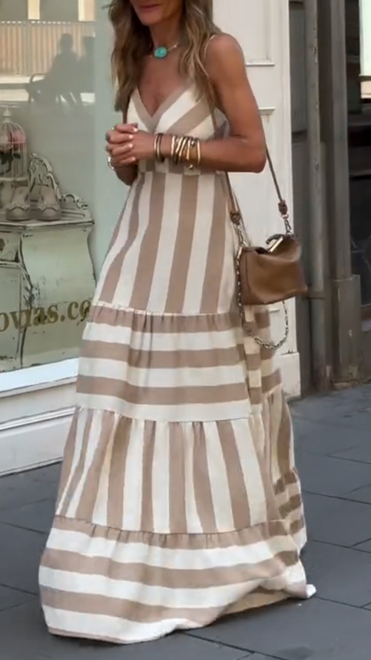 Women's Suspender Striped Casual Dress