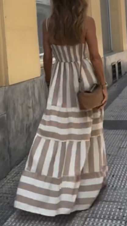 Women's Suspender Striped Casual Dress
