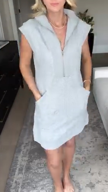 Ladies' Collar Zipper Solid Color Casual Dress