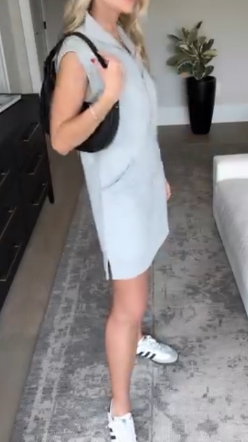 Ladies' Collar Zipper Solid Color Casual Dress