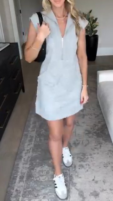 Ladies' Collar Zipper Solid Color Casual Dress