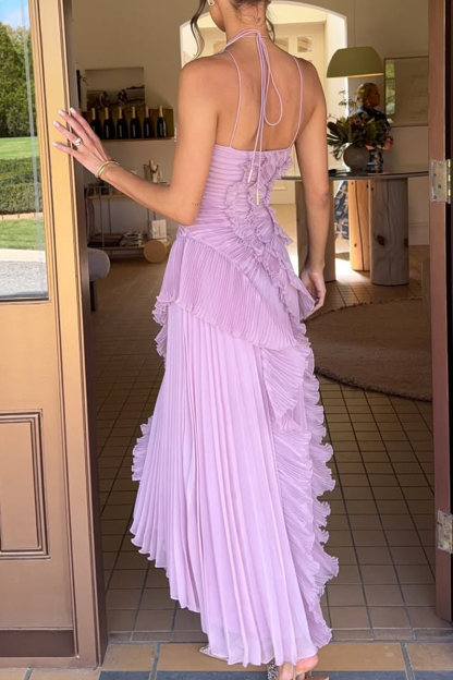 Ladies' Neck Hanging Irregular Lace Design Elegant Casual Dress