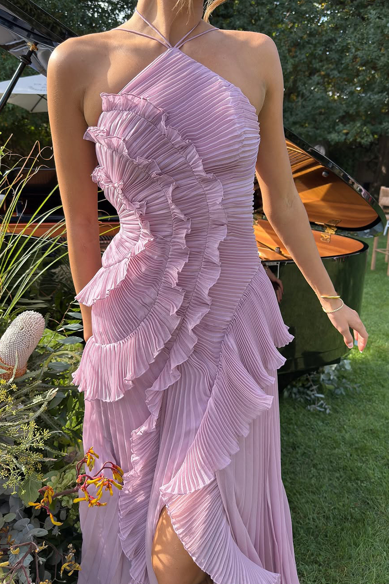 Ladies' Neck Hanging Irregular Lace Design Elegant Casual Dress