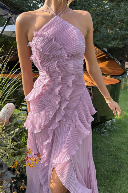 Ladies' Neck Hanging Irregular Lace Design Elegant Casual Dress