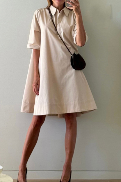 Ladies' Collar Solid Color Loose Casual Dress