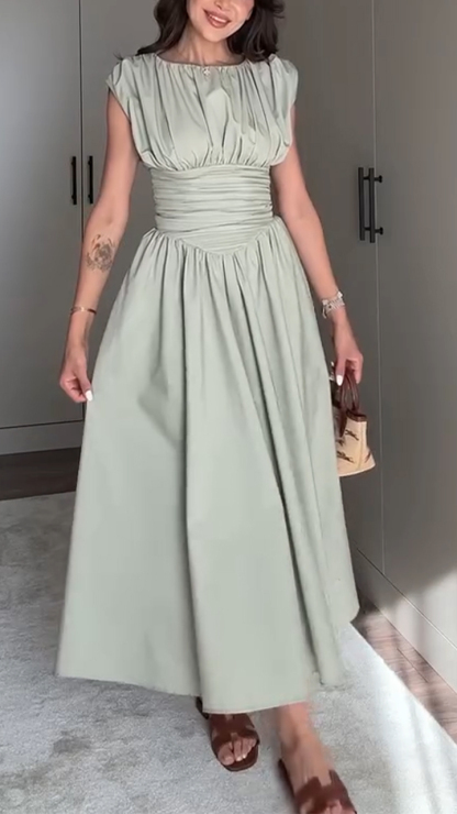 Ladies' Round Neck Patchwork Casual Elegant Dress