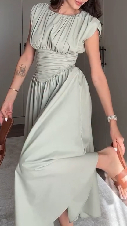 Ladies' Round Neck Patchwork Casual Elegant Dress