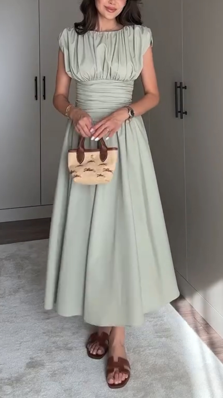 Ladies' Round Neck Patchwork Casual Elegant Dress