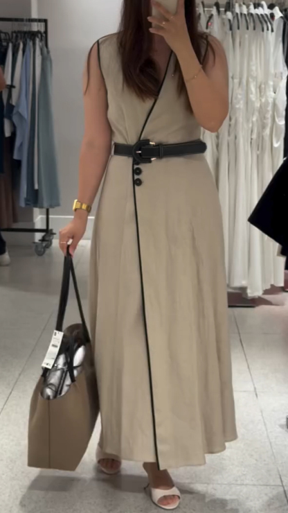 Ladies' V-neck Slit Leisure Dress