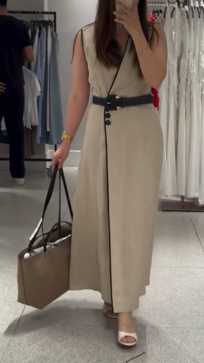 Ladies' V-neck Slit Leisure Dress