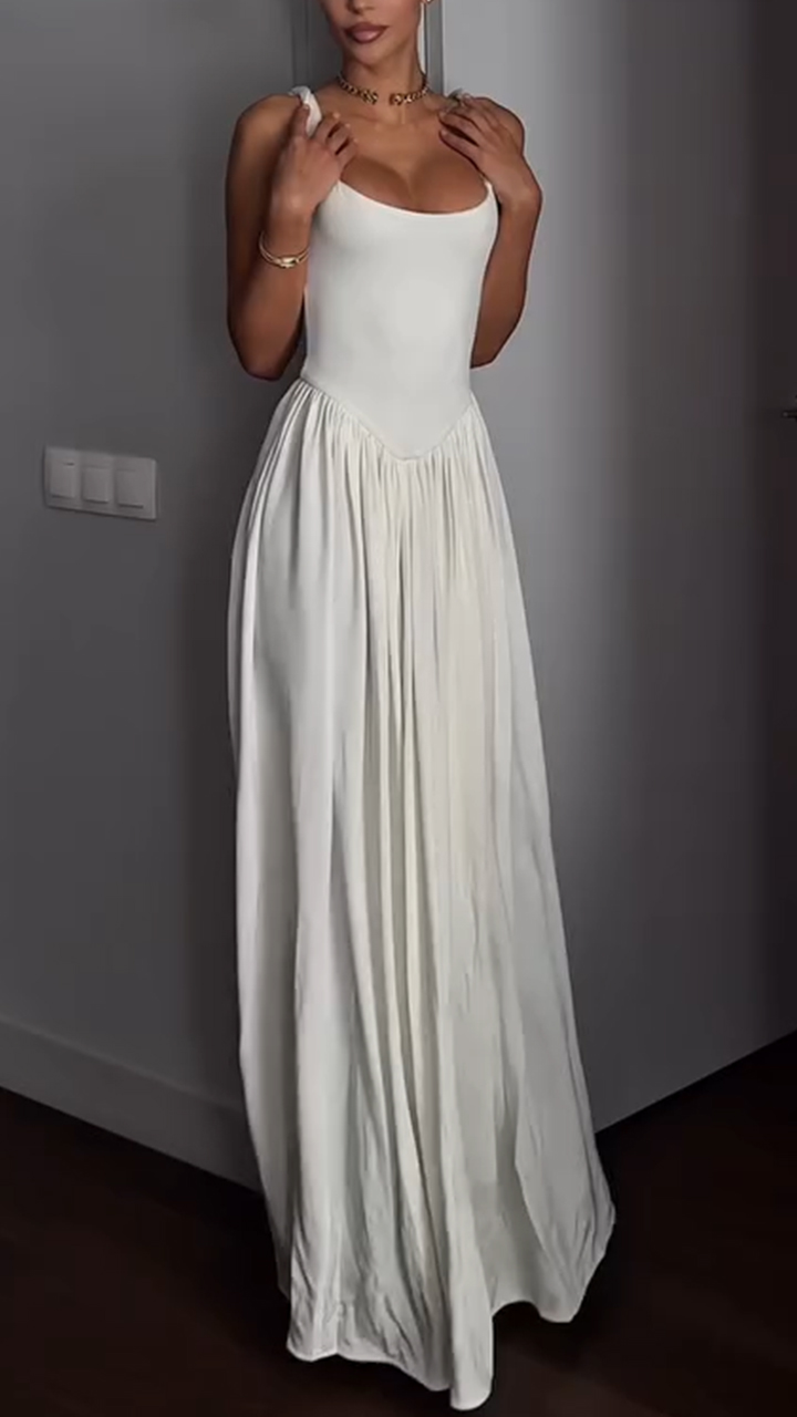 Ladies' Suspender Patchwork Solid Color Elegant Casual Dress