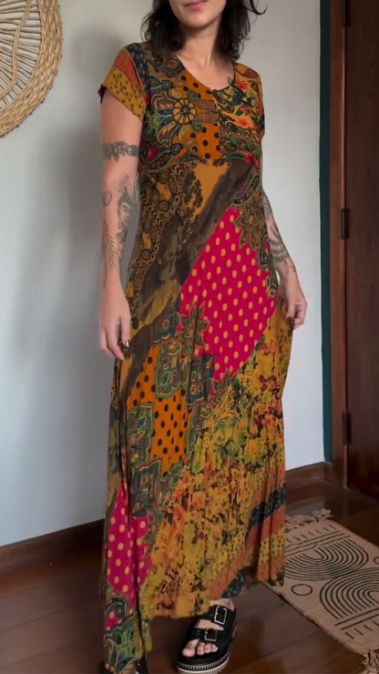 Ladies' Round Neck Printed Casual Dress