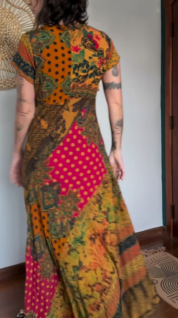 Ladies' Round Neck Printed Casual Dress