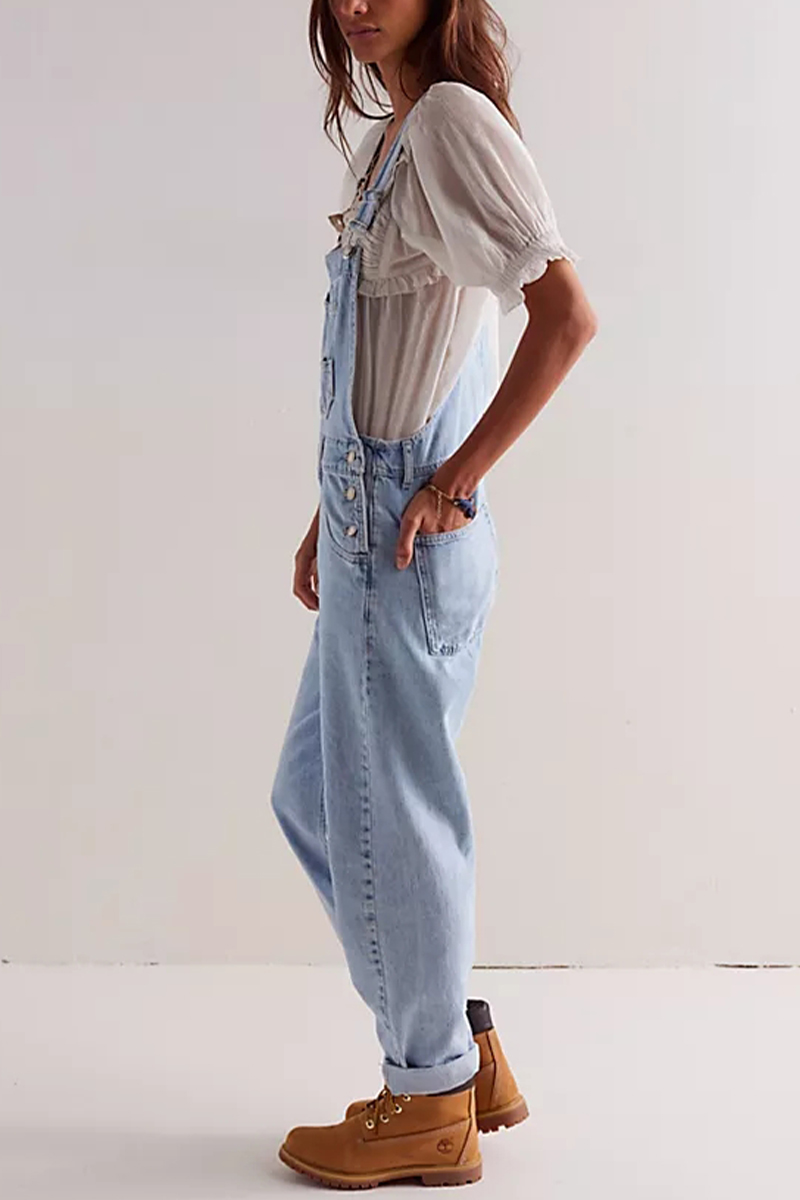 Women's Shoulder Strap Splicing Casual Jumpsuit