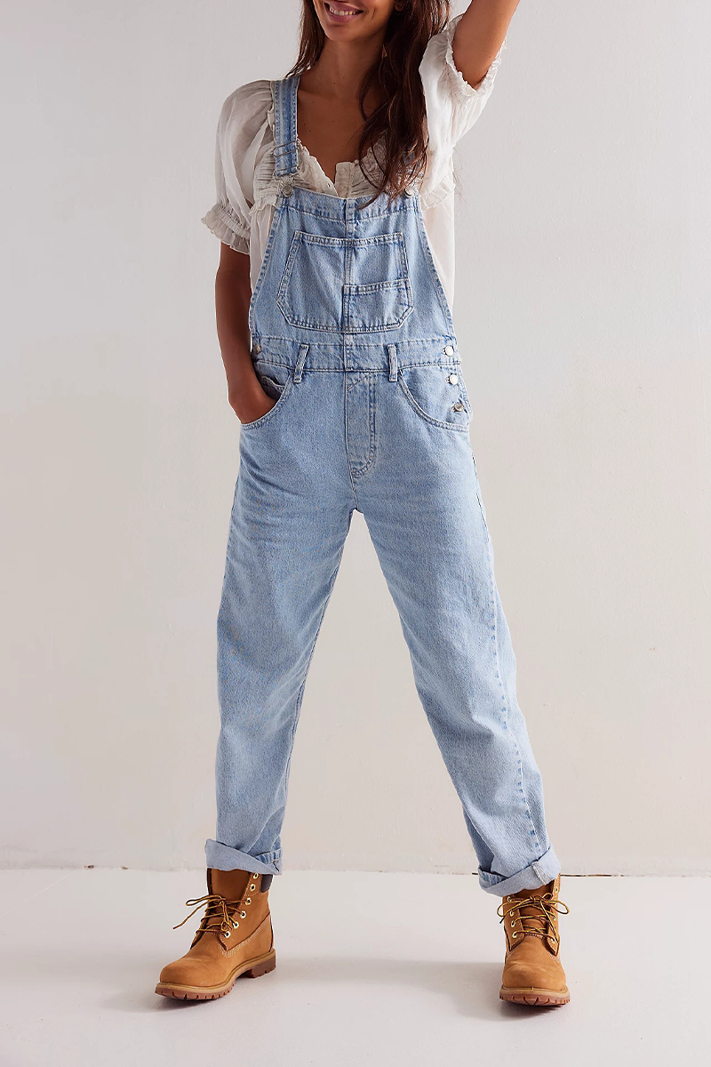 Women's Shoulder Strap Splicing Casual Jumpsuit