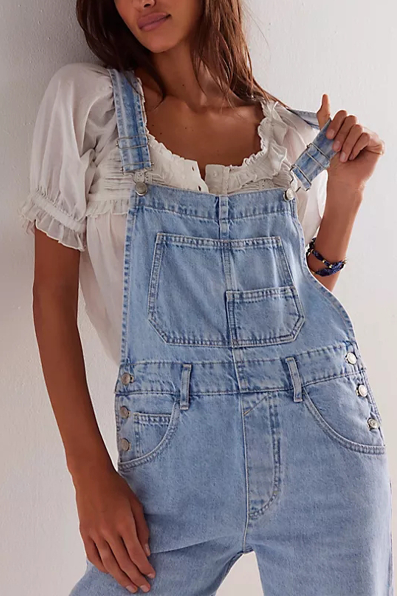 Women's Shoulder Strap Splicing Casual Jumpsuit