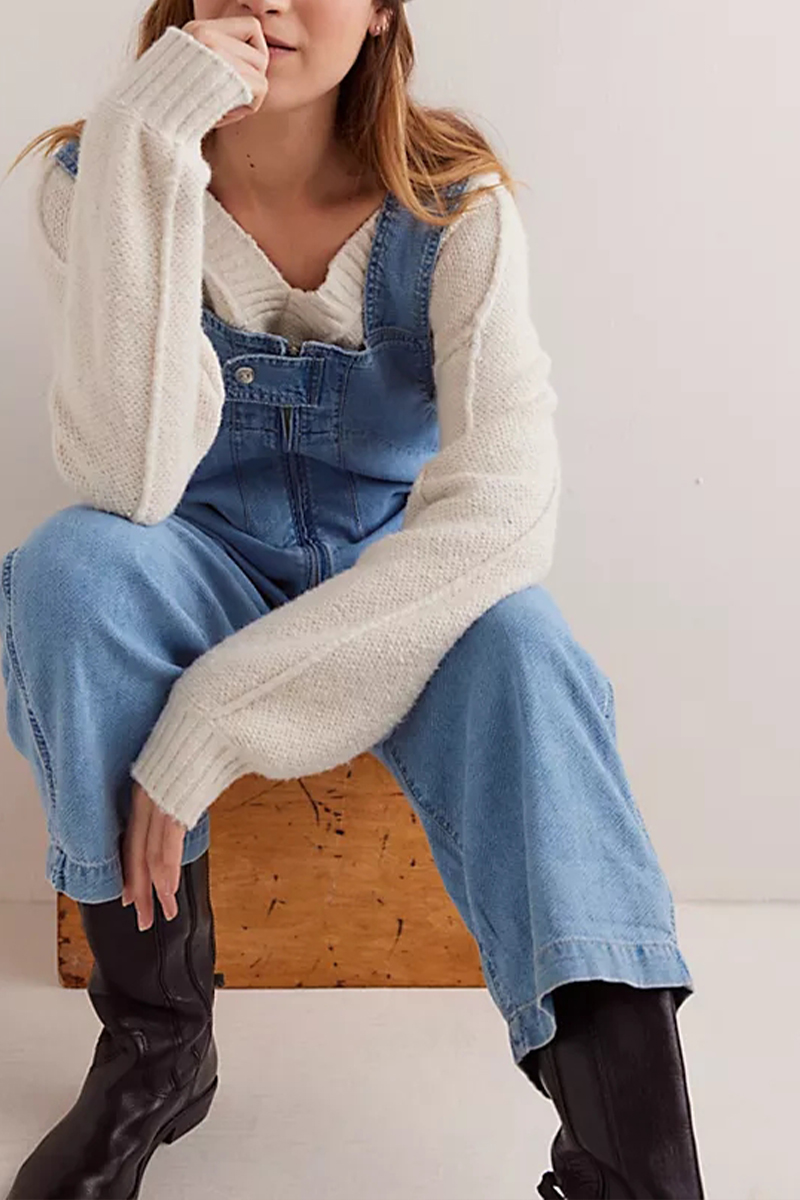 Ladies' Shoulder Strap Hollow Zipper Casual Jumpsuit