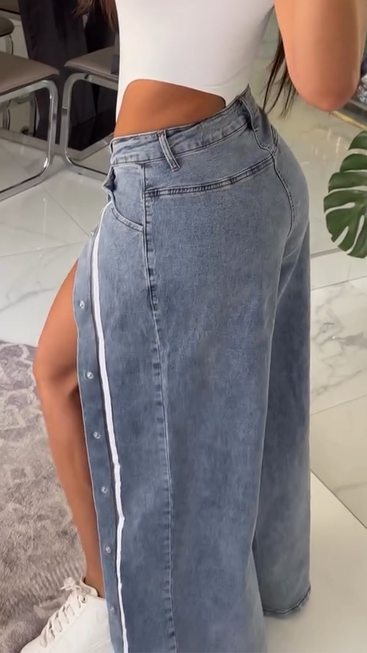 Ladies' Spliced Buckle Casual Pants