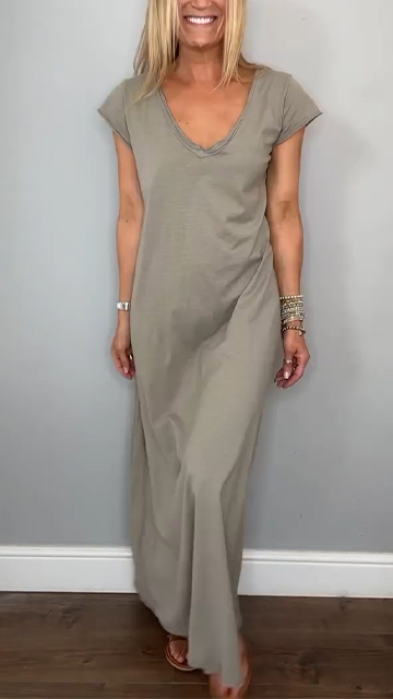 Women's Round Neck Solid Color Loose Casual Dress