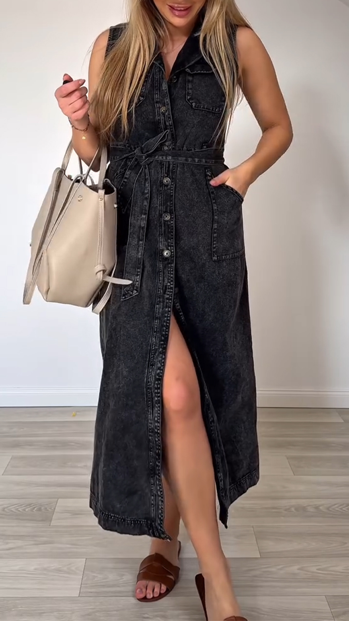 Ladies' Lapel Buckle Split Temperament and Leisure Dress