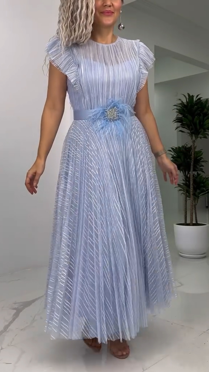 Ladies' Round Neck Striped Patchwork Elegant Casual Dress