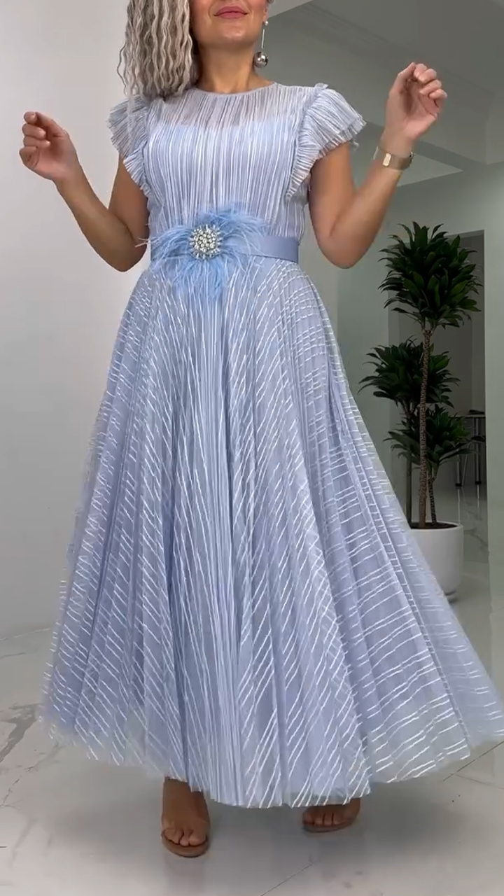 Ladies' Round Neck Striped Patchwork Elegant Casual Dress