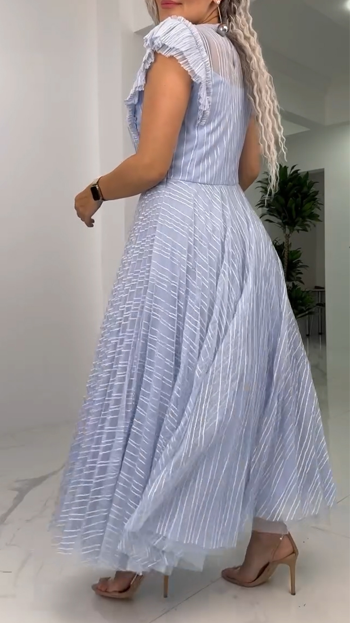 Ladies' Round Neck Striped Patchwork Elegant Casual Dress