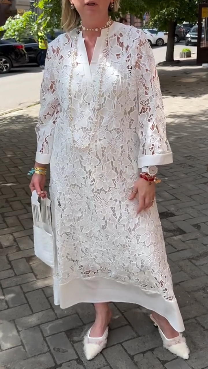 Women's V-neck Hollow Casual Dress