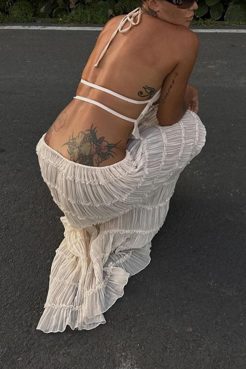 Women's Elegant Backless Vintage Camisole Vacation Skirt Set