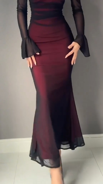 Ladies' One-piece Collar Splicing Elegant Temperament Dinner Dress