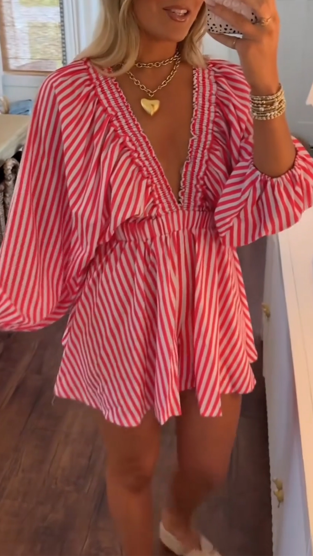 Ladies' V-neck Striped Patchwork Casual Dress