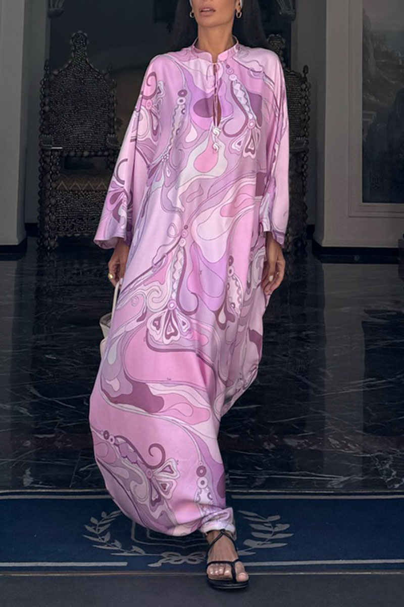 Women's Casual Resort Floral Print Long Sleeve Dress