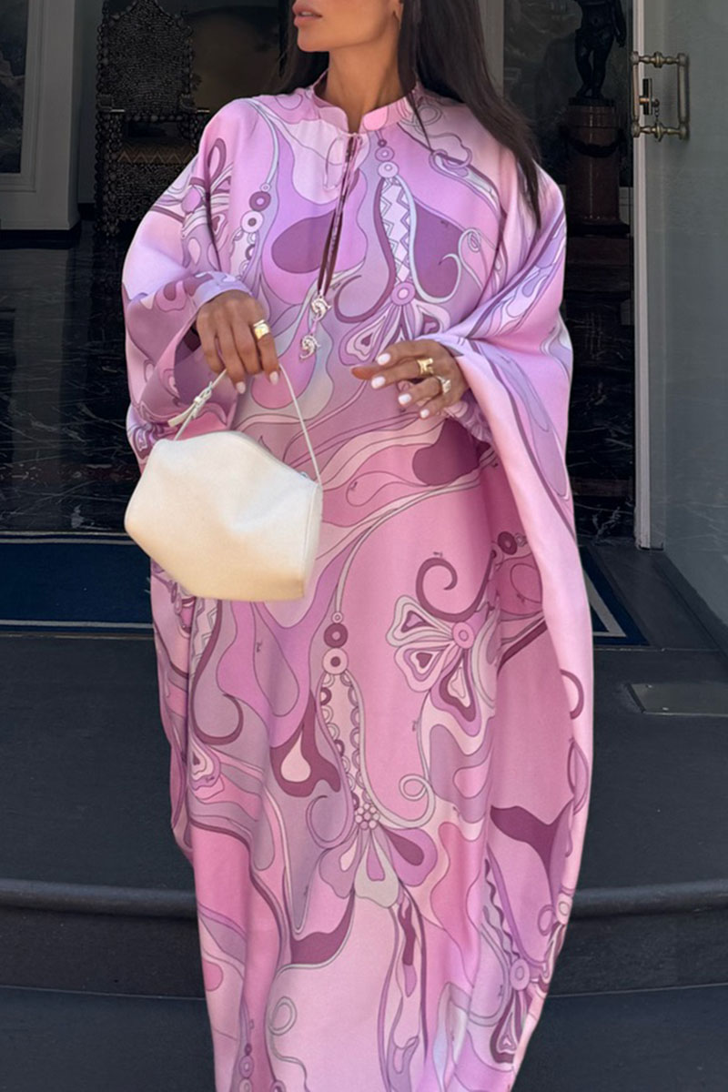 Women's Casual Resort Floral Print Long Sleeve Dress