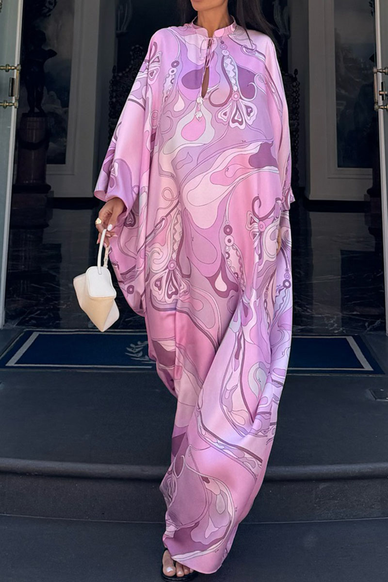 Women's Casual Resort Floral Print Long Sleeve Dress