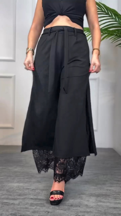 Ladies' Spliced Hollow Printed Casual Pants